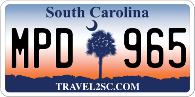 SC license plate MPD965