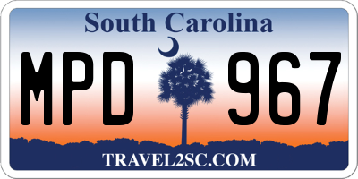 SC license plate MPD967