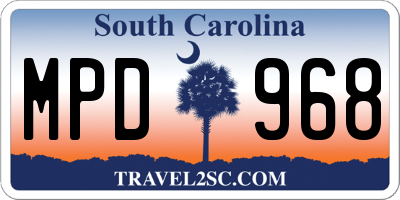 SC license plate MPD968