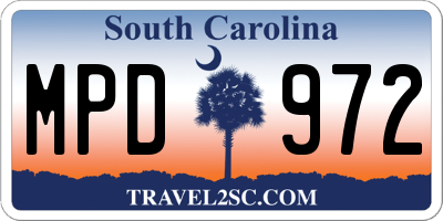 SC license plate MPD972