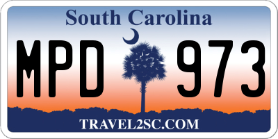 SC license plate MPD973