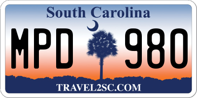 SC license plate MPD980