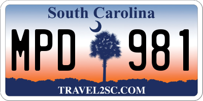 SC license plate MPD981