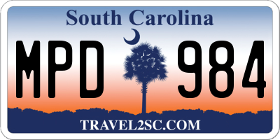 SC license plate MPD984
