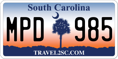 SC license plate MPD985