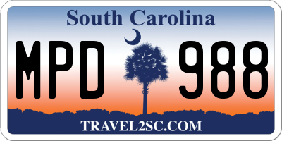SC license plate MPD988