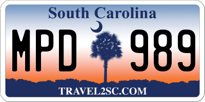 SC license plate MPD989