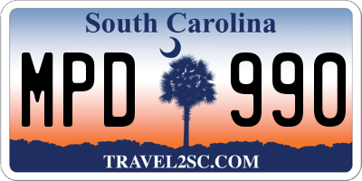 SC license plate MPD990