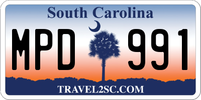 SC license plate MPD991