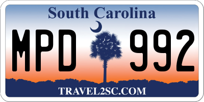SC license plate MPD992