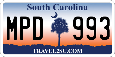 SC license plate MPD993