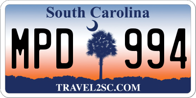SC license plate MPD994