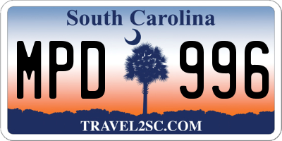 SC license plate MPD996