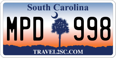 SC license plate MPD998