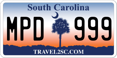 SC license plate MPD999