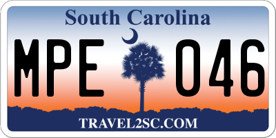 SC license plate MPE046