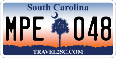 SC license plate MPE048