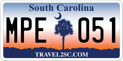 SC license plate MPE051