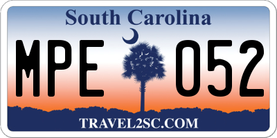 SC license plate MPE052