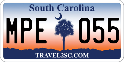 SC license plate MPE055