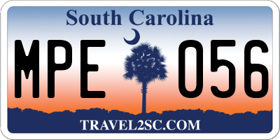 SC license plate MPE056