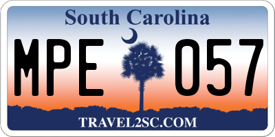 SC license plate MPE057