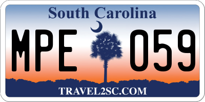 SC license plate MPE059