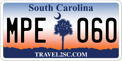 SC license plate MPE060