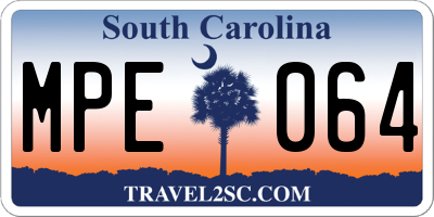 SC license plate MPE064