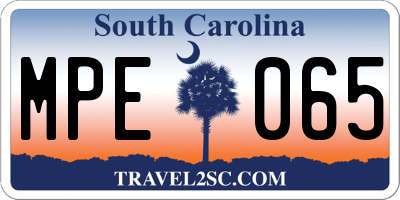 SC license plate MPE065