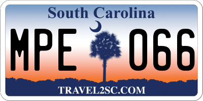 SC license plate MPE066