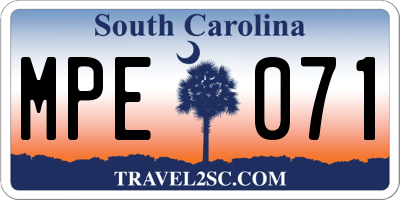 SC license plate MPE071