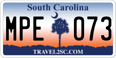 SC license plate MPE073
