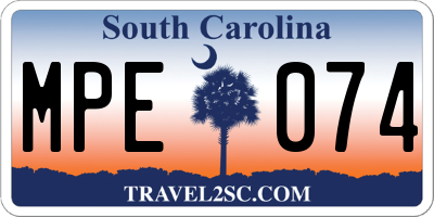 SC license plate MPE074