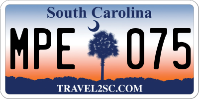 SC license plate MPE075