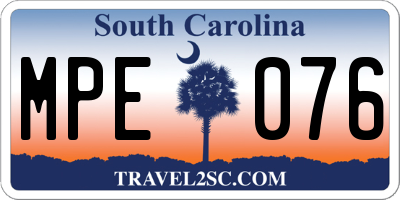 SC license plate MPE076