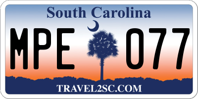 SC license plate MPE077