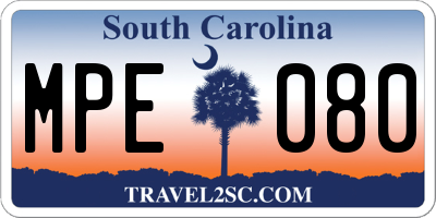 SC license plate MPE080