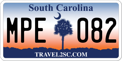SC license plate MPE082