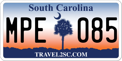 SC license plate MPE085