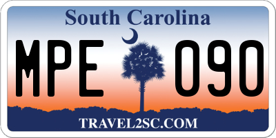 SC license plate MPE090
