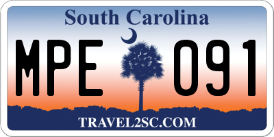 SC license plate MPE091