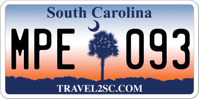SC license plate MPE093