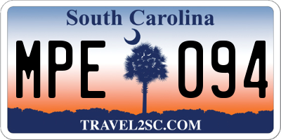 SC license plate MPE094