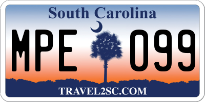 SC license plate MPE099