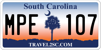 SC license plate MPE107