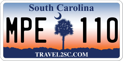 SC license plate MPE110