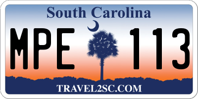 SC license plate MPE113