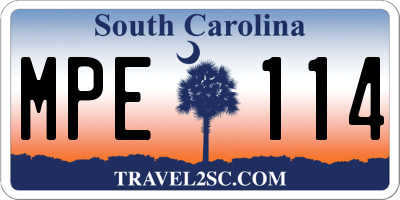 SC license plate MPE114