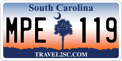 SC license plate MPE119